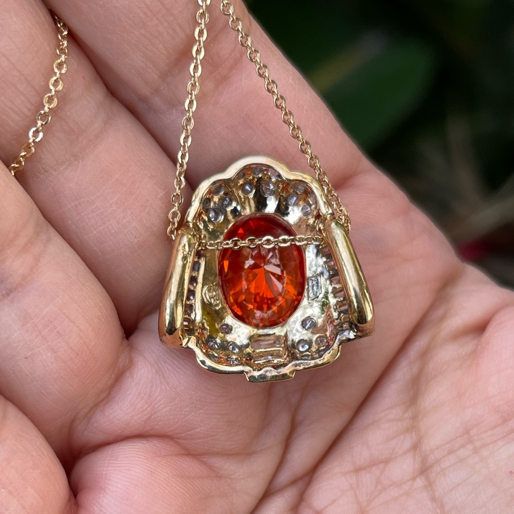 Fanta Orange Cz Solid Sterling Silver Pendant - image 7